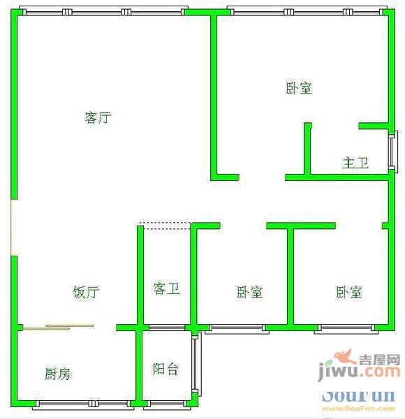 小石城2室2厅1卫户型图