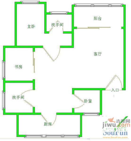 小石城2室2厅1卫户型图