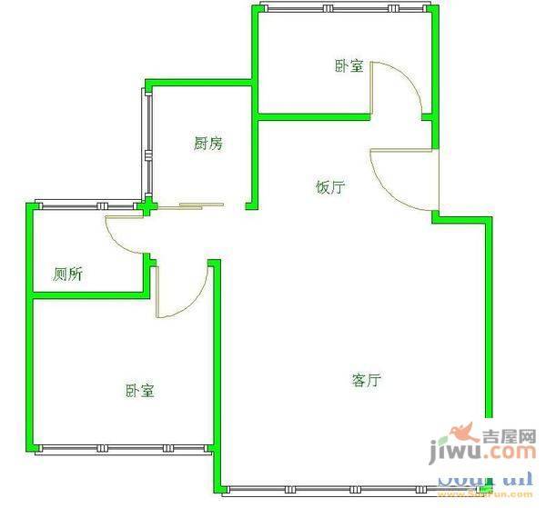 小石城2室2厅1卫户型图