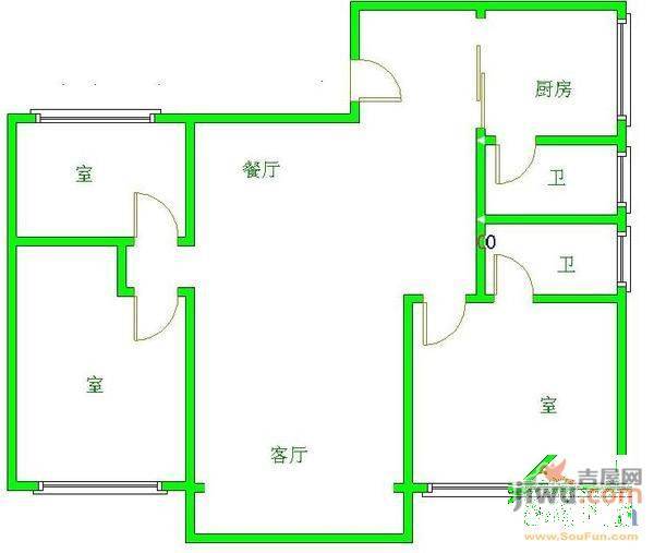 小石城2室2厅1卫户型图