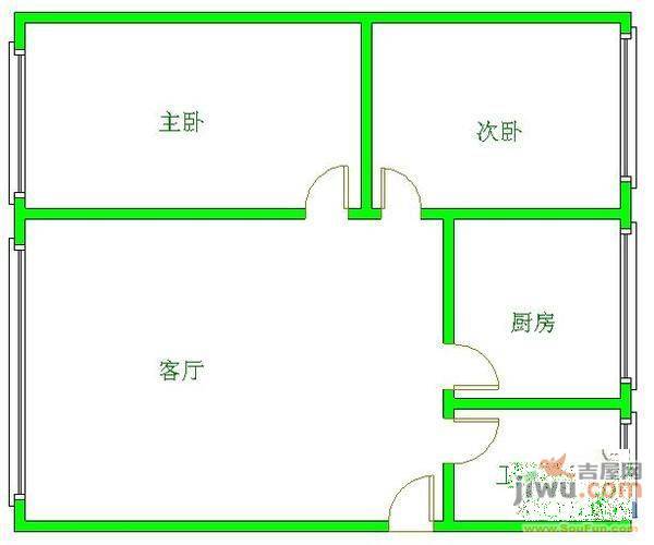 小石城2室2厅1卫户型图