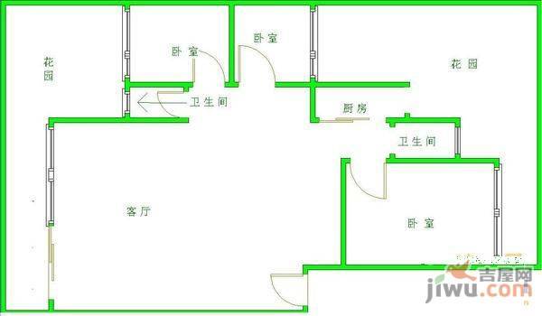 小石城2室2厅1卫户型图