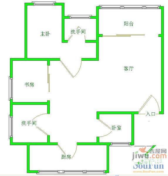 小石城2室2厅1卫户型图