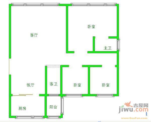 小石城2室2厅1卫户型图