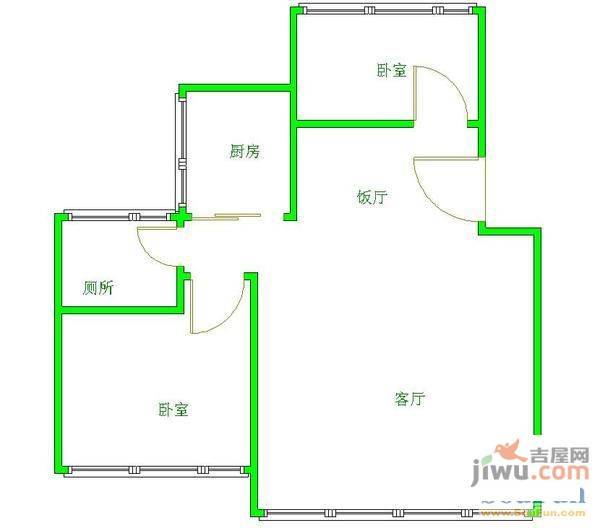 小石城2室2厅1卫户型图