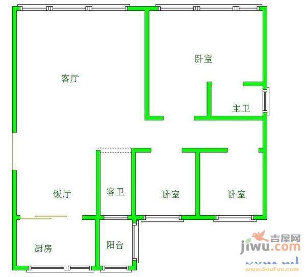 小石城2室2厅1卫户型图