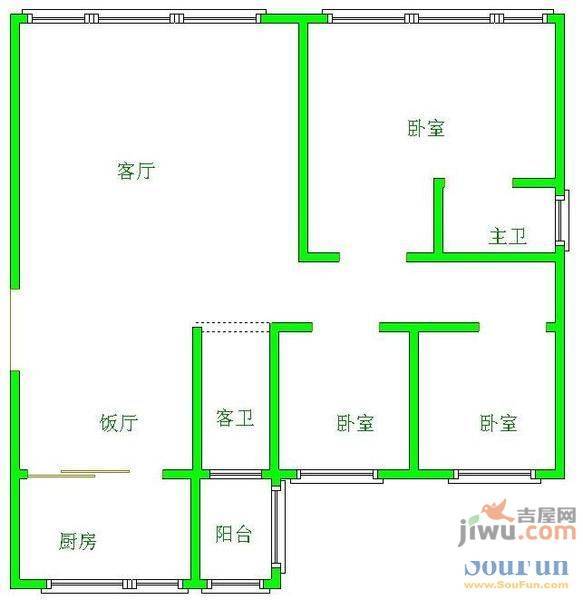 小石城2室2厅1卫户型图