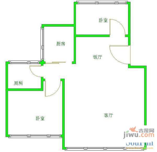 小石城2室2厅1卫户型图