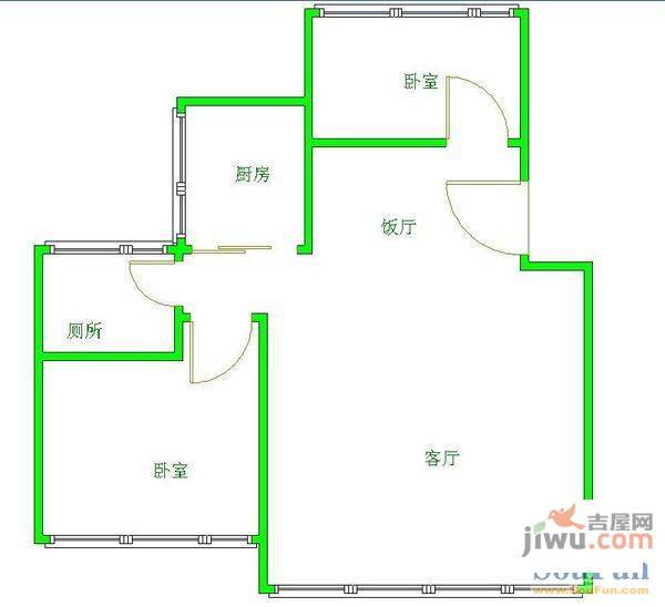 小石城2室2厅1卫户型图