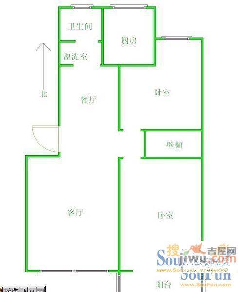 银通花园2室1厅1卫户型图