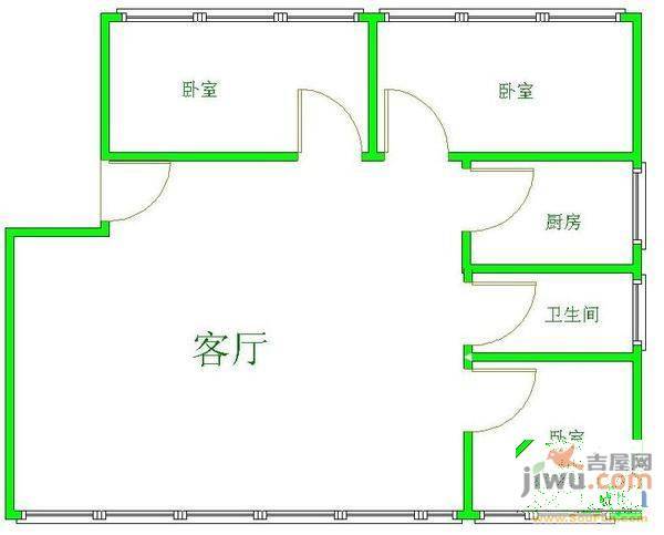 小石城2室2厅1卫户型图