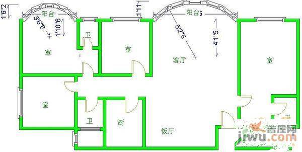 中天宅吉碧苑3室2厅2卫140㎡户型图