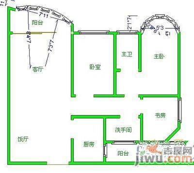 中天宅吉碧苑3室2厅2卫140㎡户型图