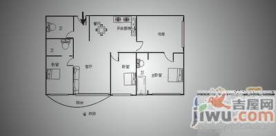 中天宅吉碧苑3室2厅2卫140㎡户型图