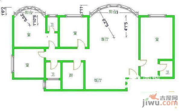 中天宅吉碧苑3室2厅2卫140㎡户型图