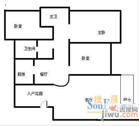 市西路中段小区2室1厅1卫户型图