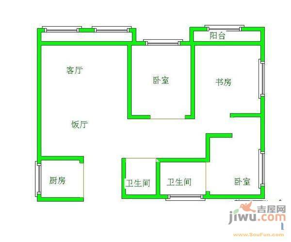 创世纪新城3室2厅2卫138㎡户型图