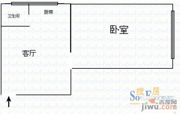 瑞金北路小区房3室1厅1卫户型图