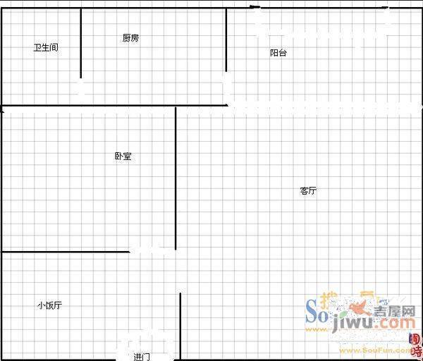 瑞金北路小区房3室1厅1卫户型图