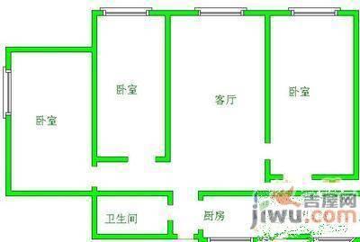 瑞金北路小区房3室1厅1卫户型图