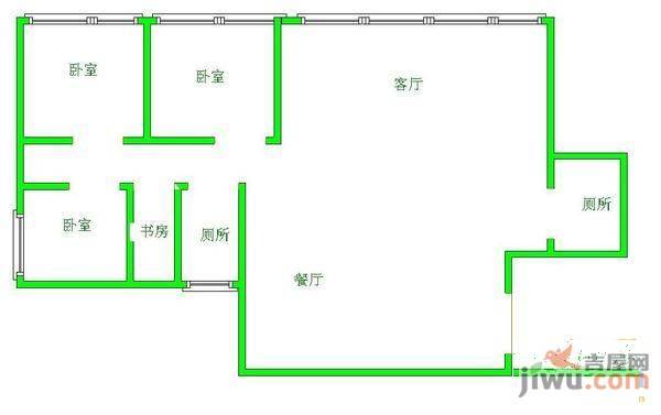 龙祥大厦3室2厅2卫87㎡户型图