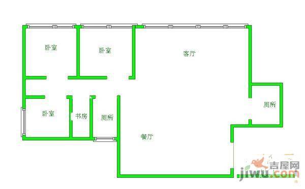 龙祥大厦3室2厅2卫87㎡户型图