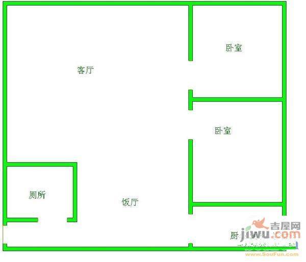 龙祥大厦3室2厅2卫87㎡户型图