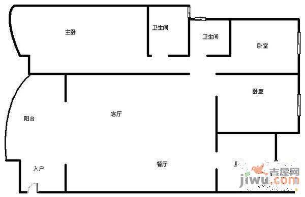 世纪城龙禧苑2室1厅1卫105㎡户型图