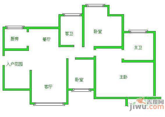 世纪城龙禧苑2室1厅1卫105㎡户型图