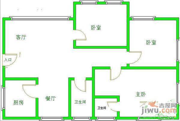 世纪城龙禧苑2室1厅1卫105㎡户型图