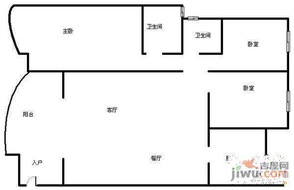 世纪城龙禧苑2室1厅1卫105㎡户型图