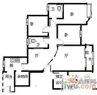 世纪城龙禧苑2室1厅1卫105㎡户型图