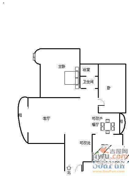 世纪城龙禧苑2室1厅1卫105㎡户型图