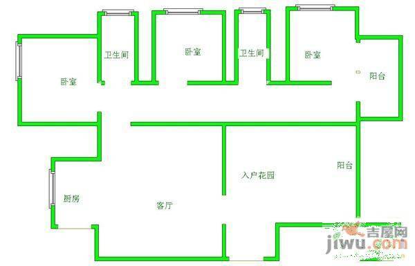 世纪城龙禧苑2室1厅1卫105㎡户型图