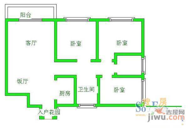 世纪城龙慧苑2室3厅2卫户型图