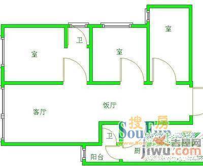 天恒城市花园2室2厅1卫户型图