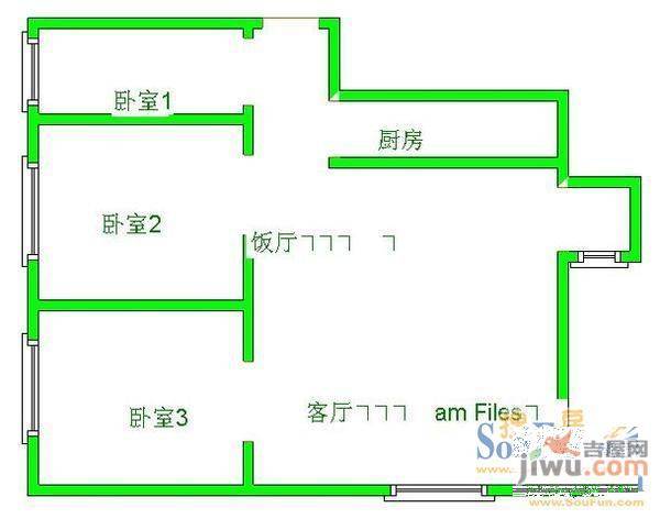 天恒城市花园2室2厅1卫户型图