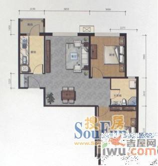 天恒城市花园2室2厅1卫户型图