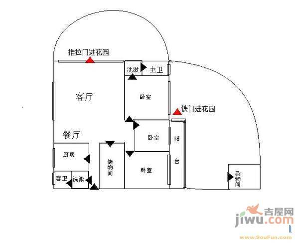 银通山庄鸿禧园3室2厅2卫157㎡户型图