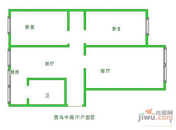 贵乌路好日子3室2厅1卫100㎡户型图