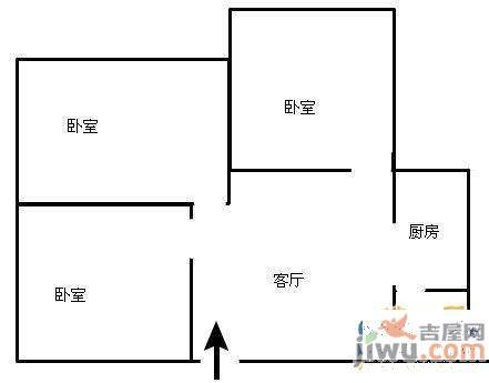 贵乌路好日子3室2厅1卫100㎡户型图