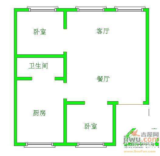 贵乌路好日子3室2厅1卫100㎡户型图