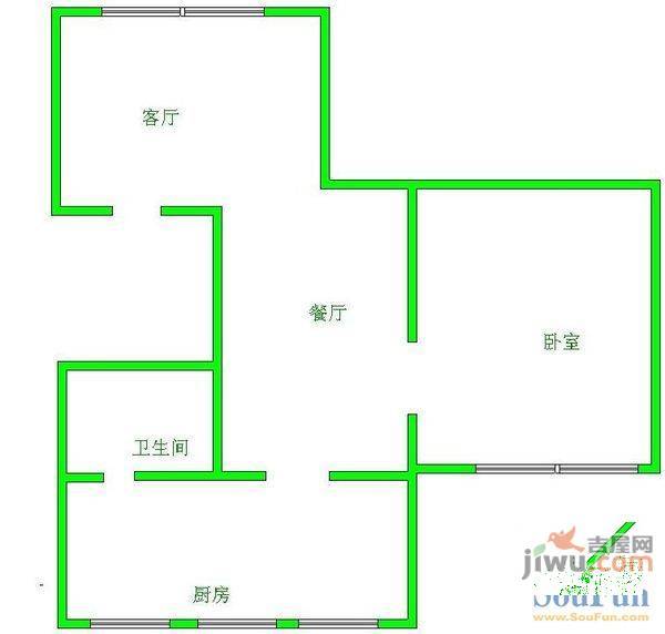 贵乌路好日子3室2厅1卫100㎡户型图