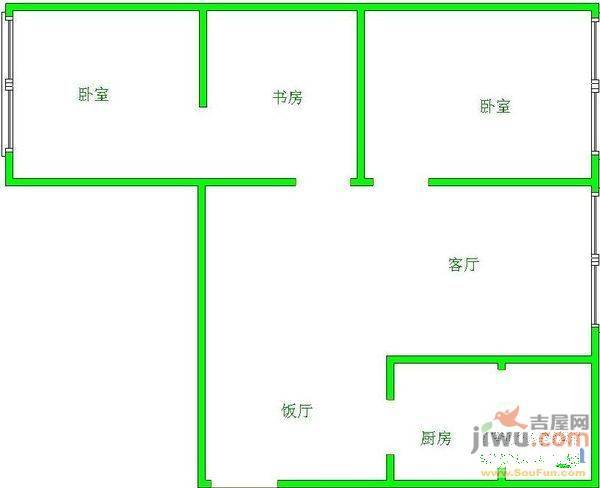 贵乌路好日子3室2厅1卫100㎡户型图