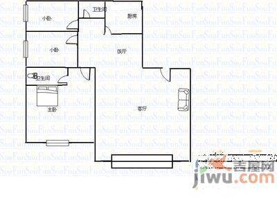 丽景阳天3室2厅1卫95㎡户型图