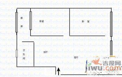 甲秀社区3室1厅1卫95㎡户型图