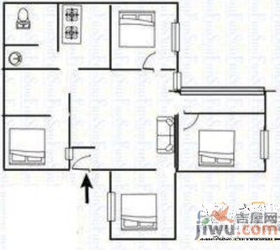 甲秀社区3室1厅1卫95㎡户型图