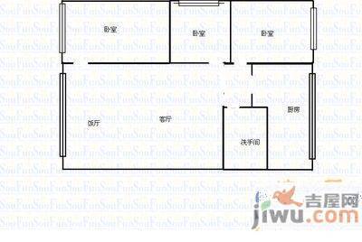 甲秀社区3室1厅1卫95㎡户型图