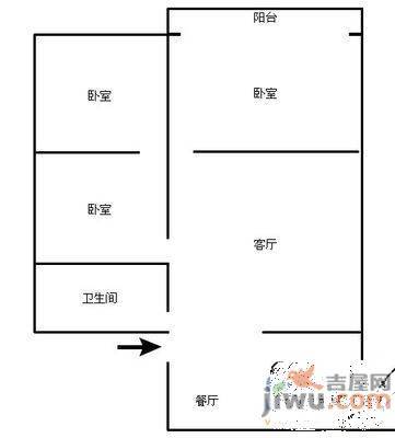 甲秀社区3室1厅1卫95㎡户型图