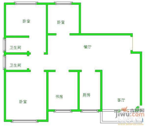 智慧龙城玲珑水榭2室2厅1卫94㎡户型图